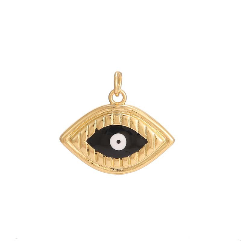 2 Evil Eye Charm Pendant Enamel Epoxy 14K GF Rhinestone Embellished