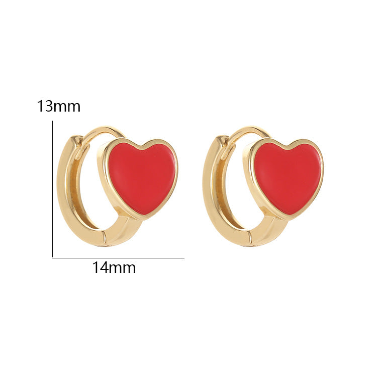 4 Heart Hoop Earrings Enamel Epoxy 14K GF Earing