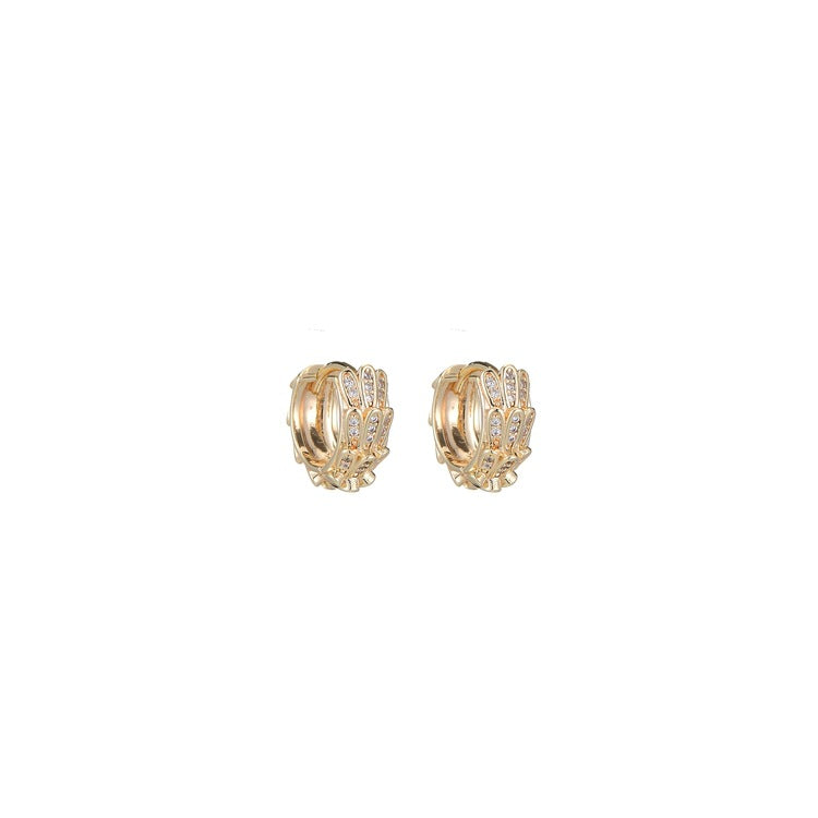 4 boucles d'oreilles créoles rondes ornées de strass 14K GF Earing