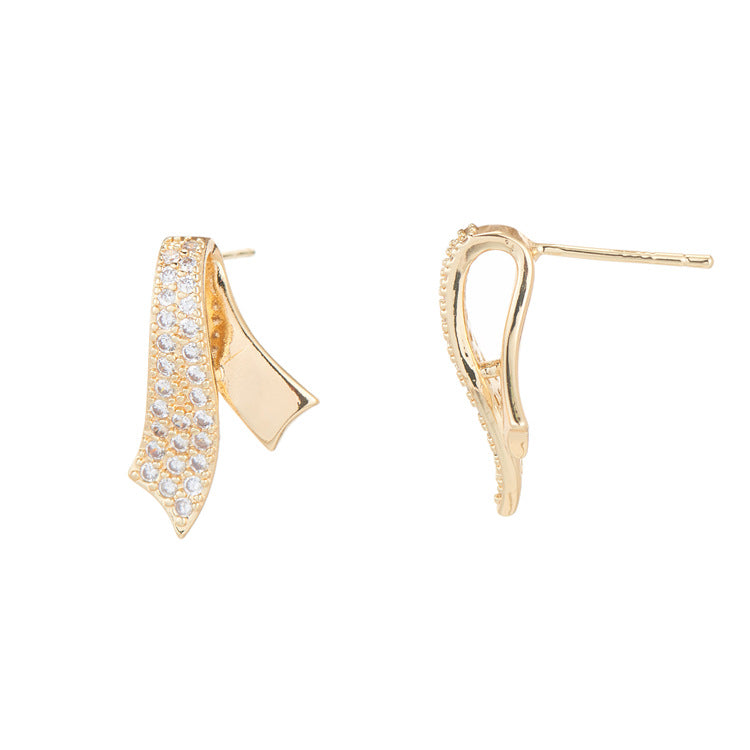 4 boucles d'oreilles à tige de ceinture, ornées de strass GF 14 carats