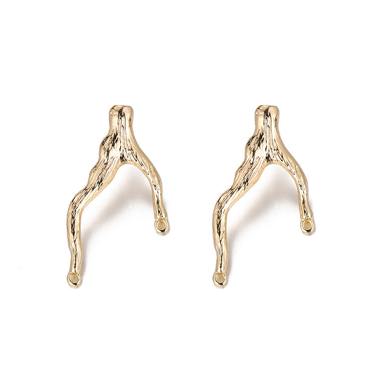 4 boucles d'oreilles à tige en corne de renne avec boucle 14K GF Earing