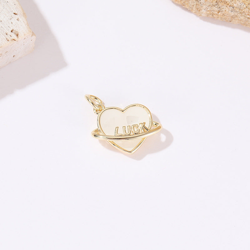 Pendentif à breloque 2 cœurs émail époxy 14K GF