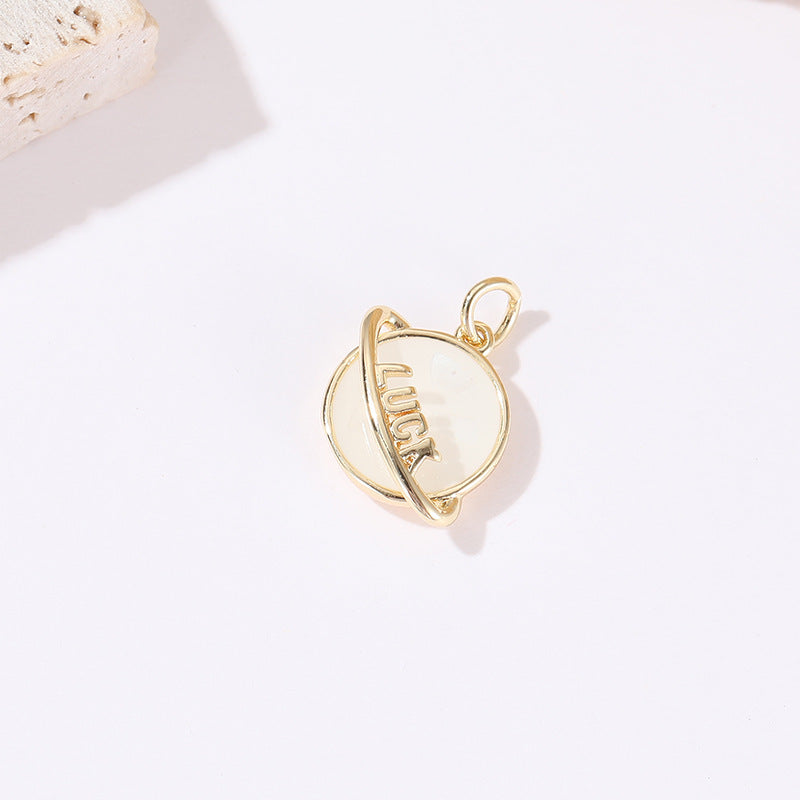 Pendentif à breloque 2 cœurs émail époxy 14K GF