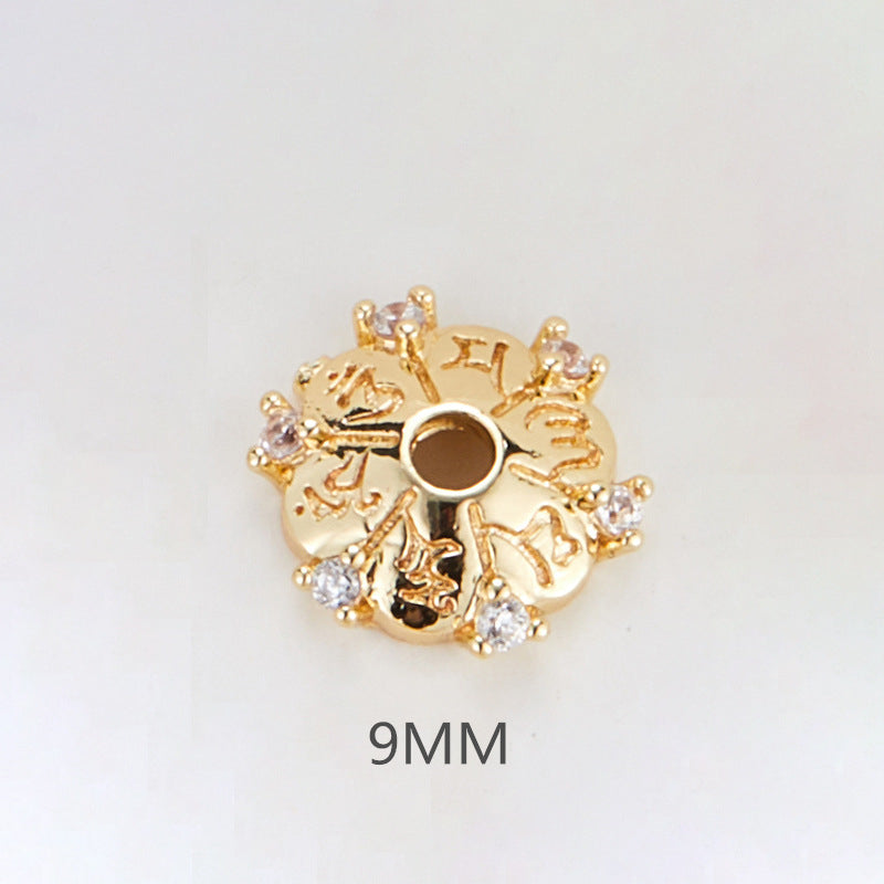 10 Floral Bead Cap Cup Rhinestone Embellished 14K GF Charm Beadwork Spacer